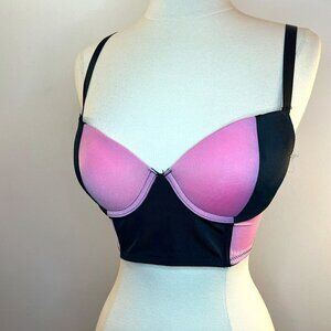 Elena Intimates Juniors Pink and Black Hook & Eye Back Bra - NWT